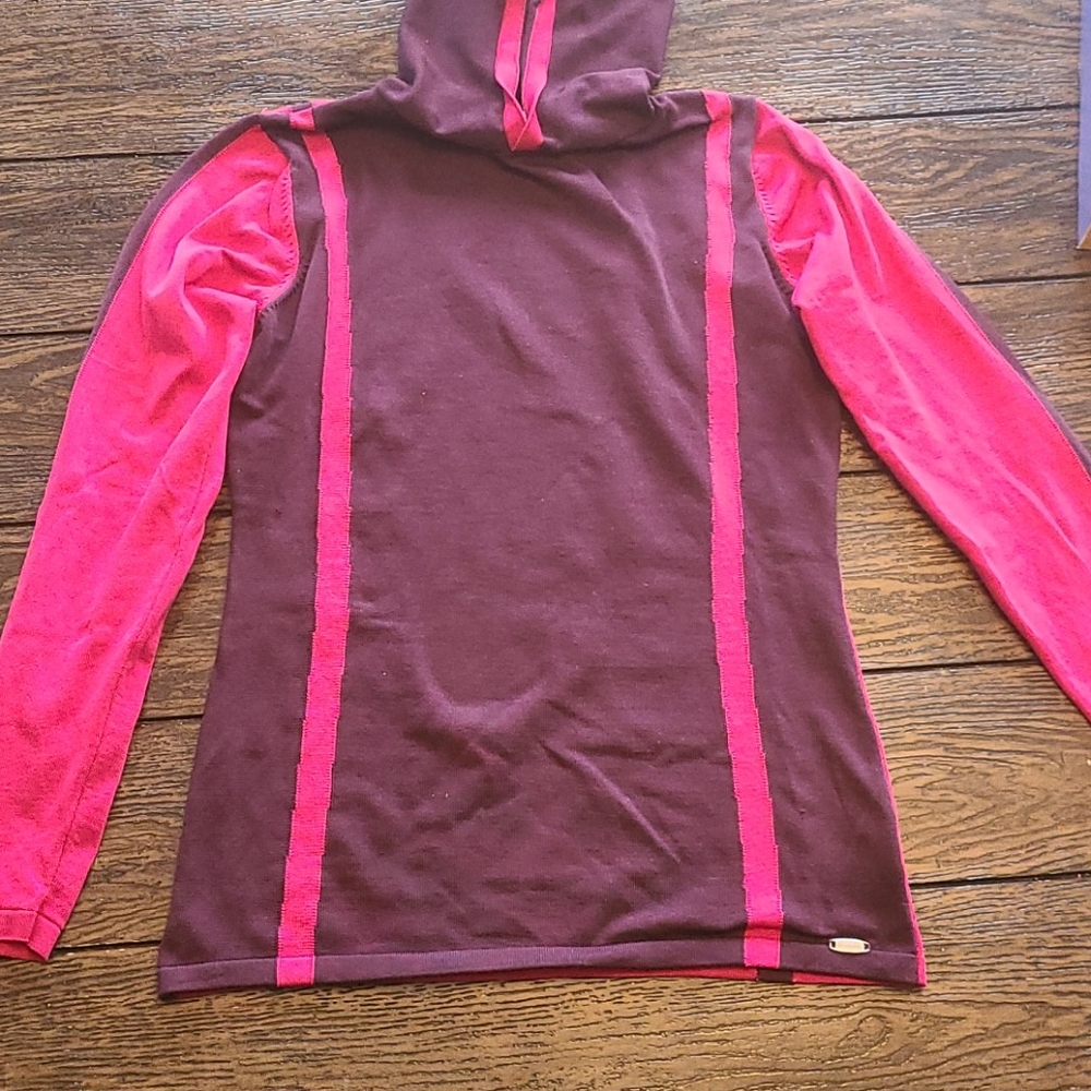 Pink and purple hooded Columbia sweater